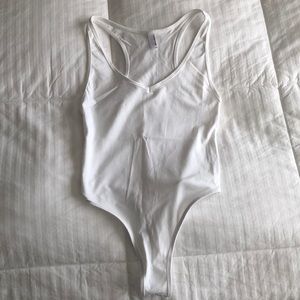 V neck Thong racerback bodysuit